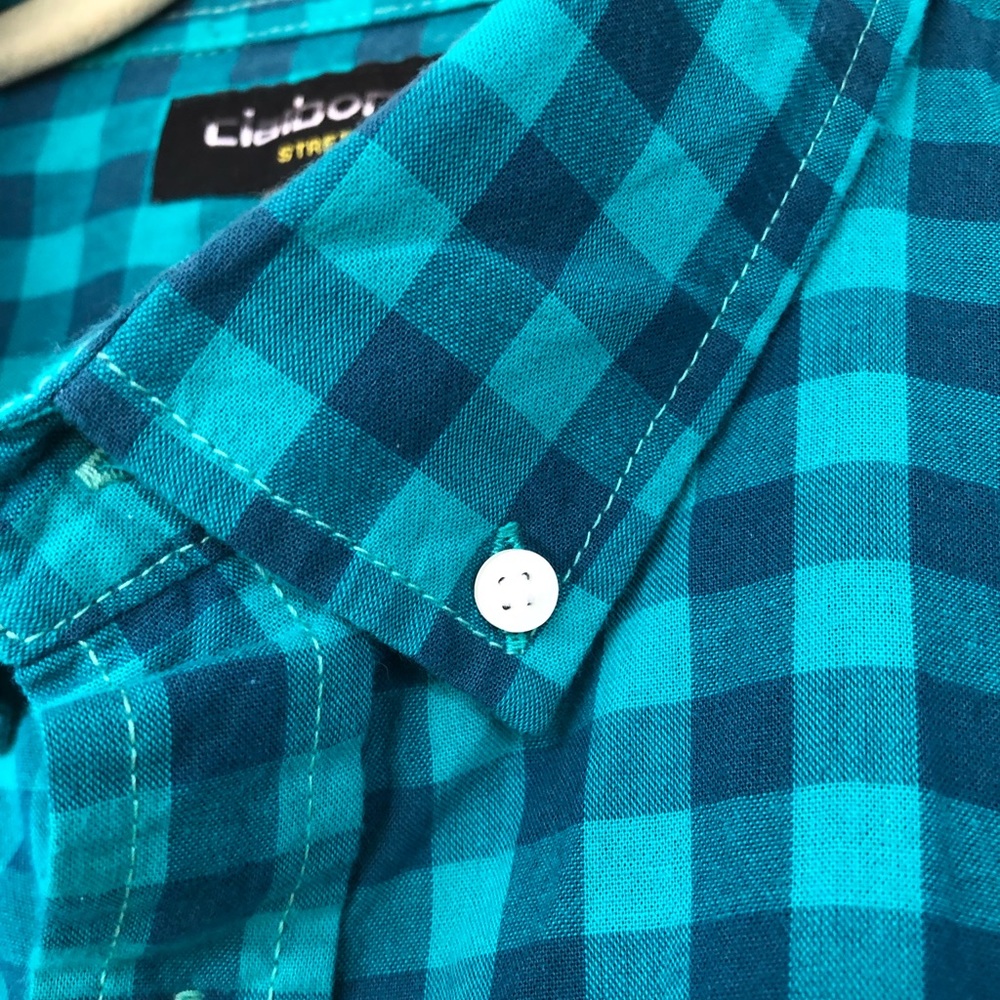 Claiborne Stretch button down checkered shirt XL